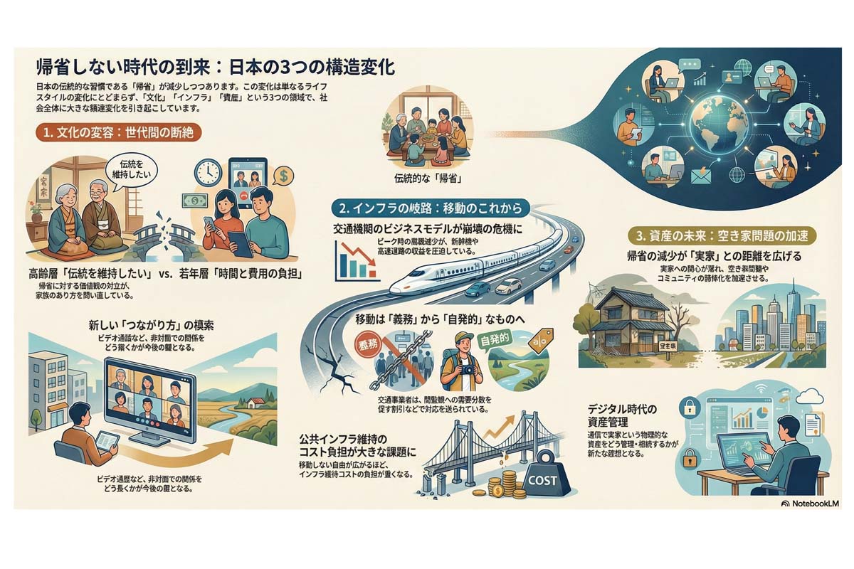 現代の帰省イメージ。