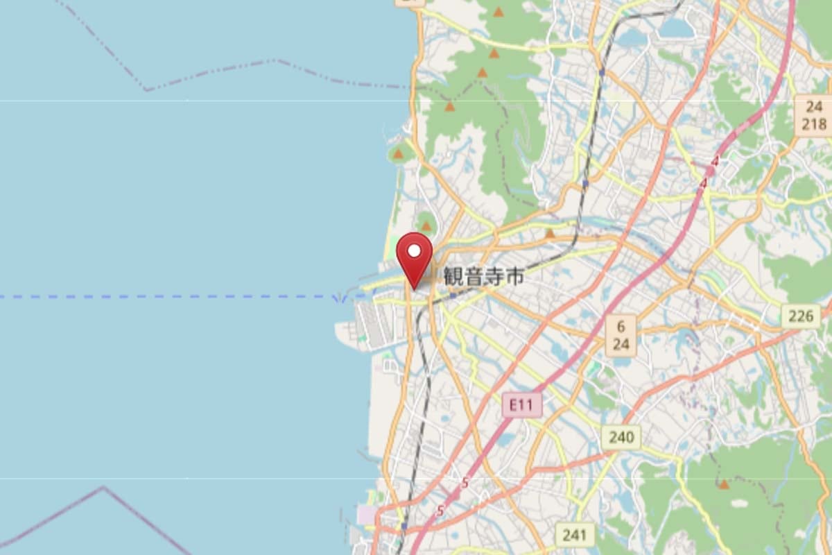 極楽橋の位置（画像：OpenStreetMap）