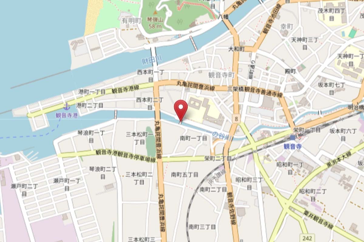 極楽橋の位置（画像：OpenStreetMap）
