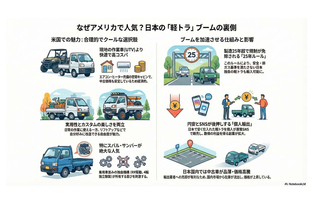 米国での日本軽トラブーム。