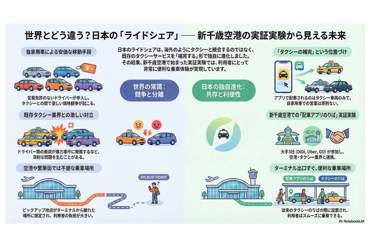 世界と日本のライドシェア比較。