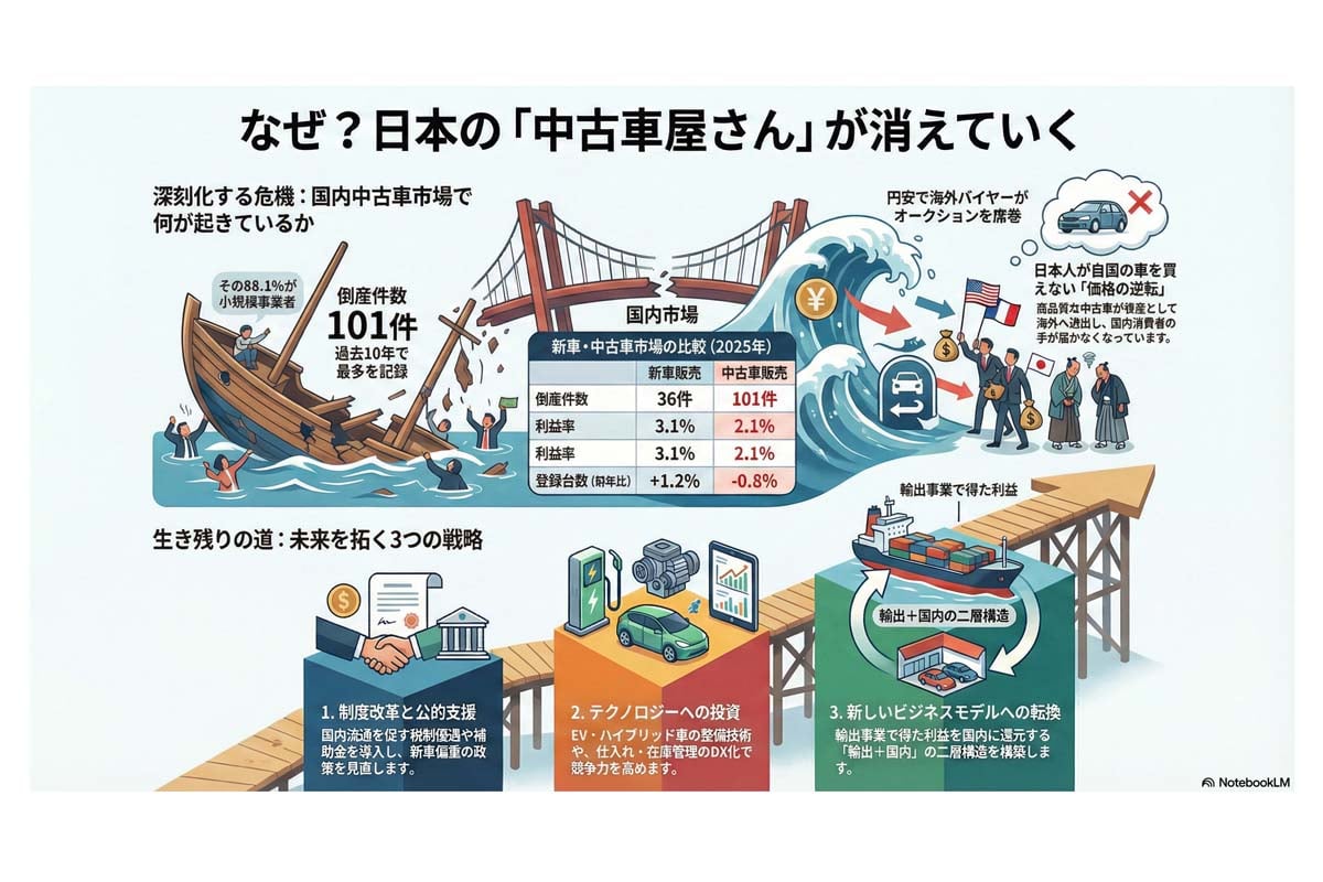 日本の中古車市場の危機と戦略。