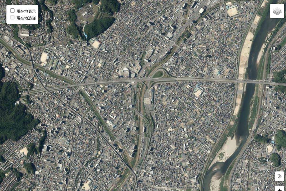 現在の「広島IC」周辺の航空写真（画像：国土地理院）