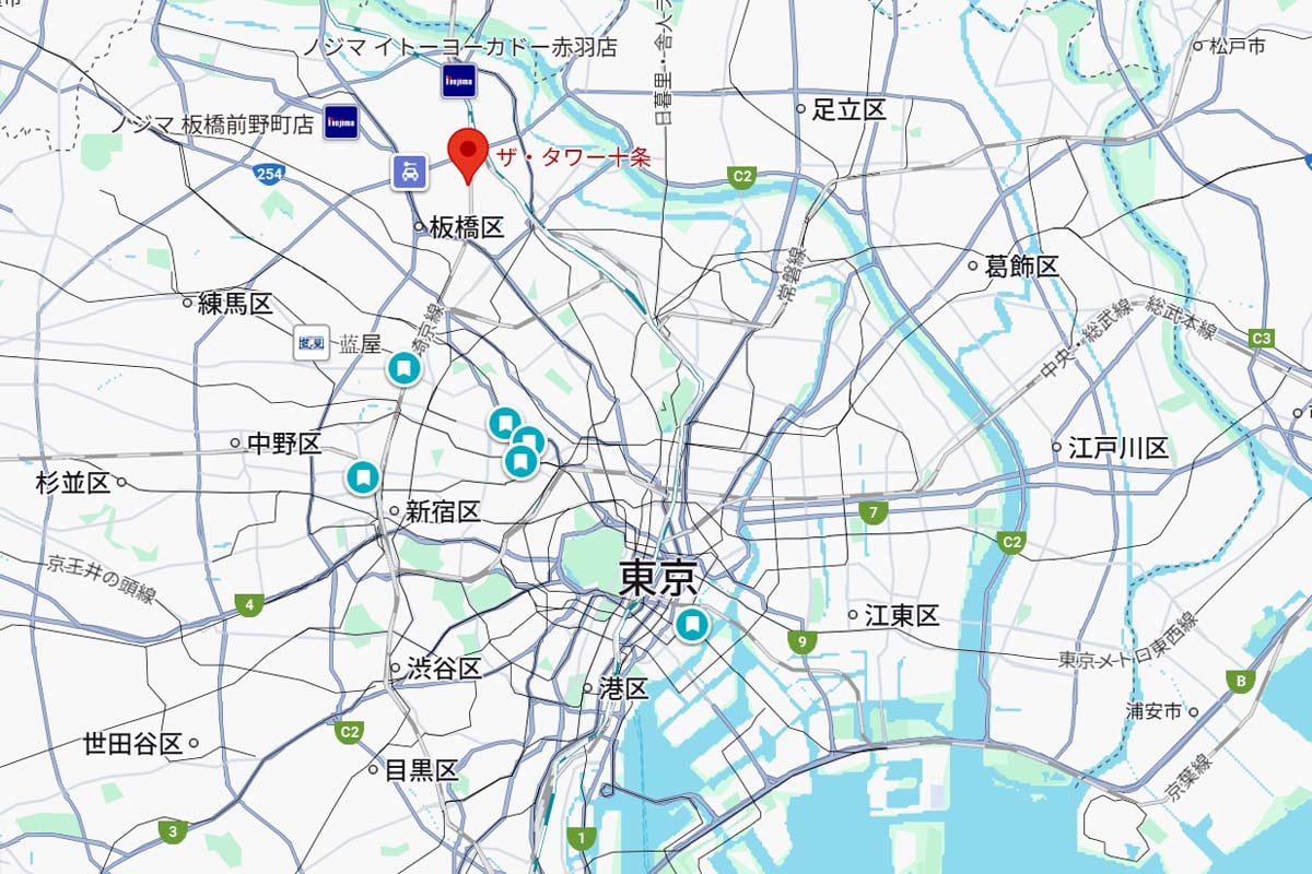 「ザ・タワー十条」の位置(画像:(C)Google)