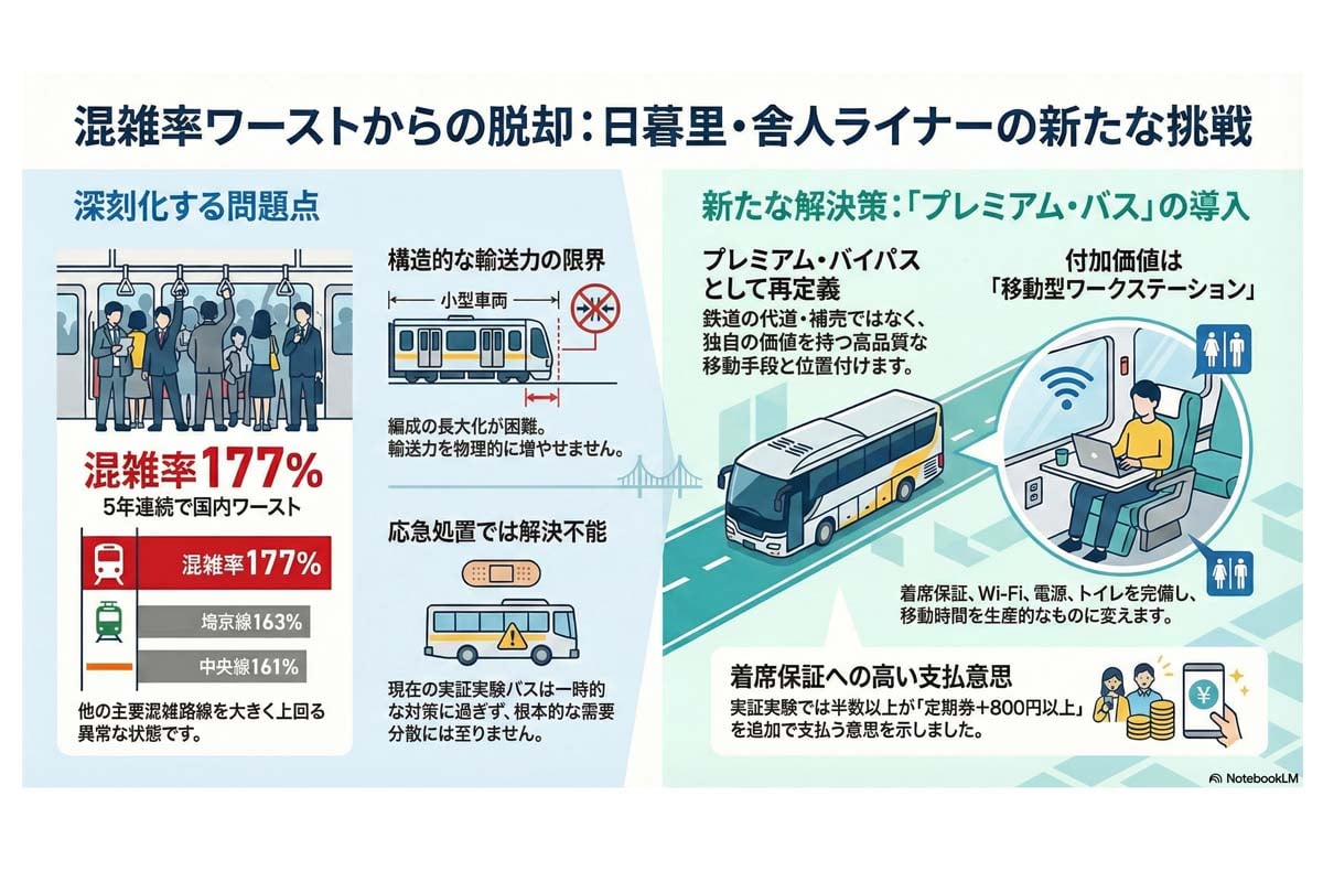 日暮里・舎人ライナーの混雑対策。
