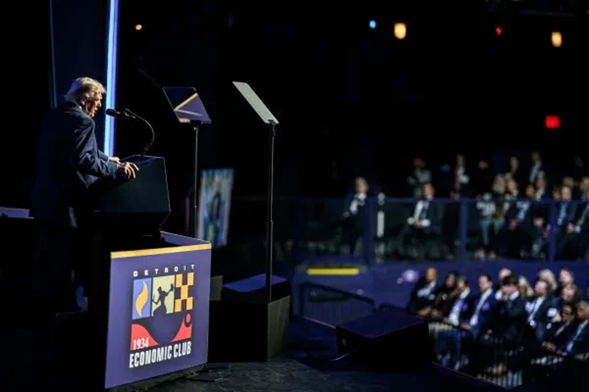 「Detroit Economic Club」で講演するトランプ米大統領（画像：ホワイトハウス）