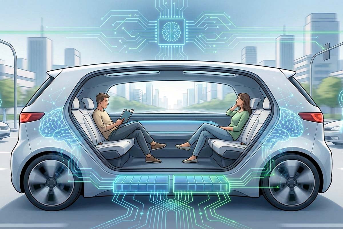 自動運転が創る新たな移動時間と空間イメージ。