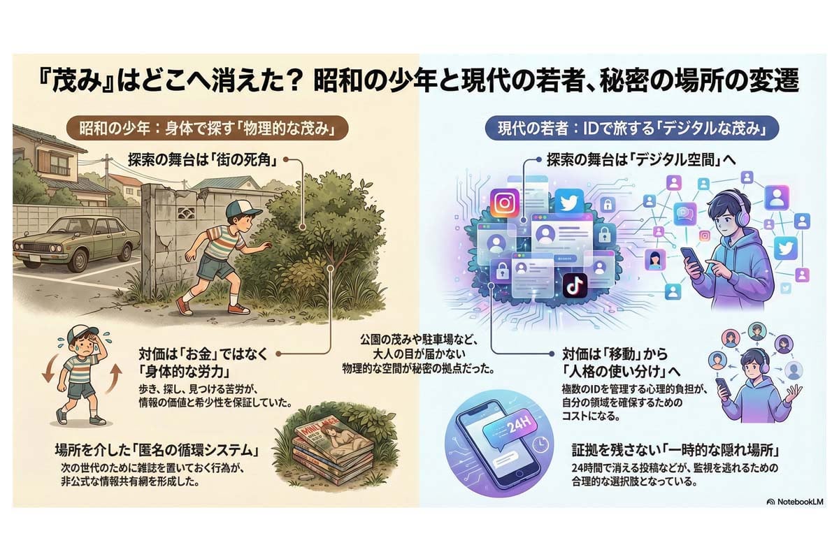 昭和と現代、秘密の場所の変遷。