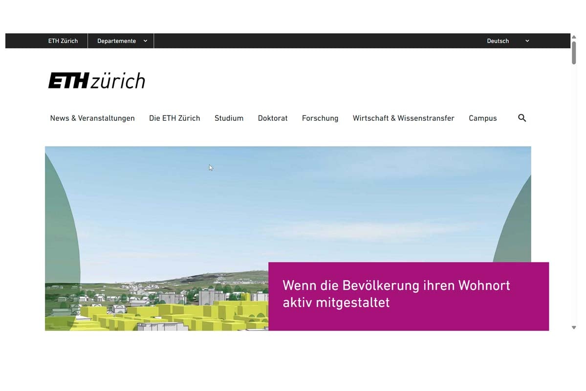 チューリッヒ工科大学のウェブサイト(画像:チューリッヒ工科大学)