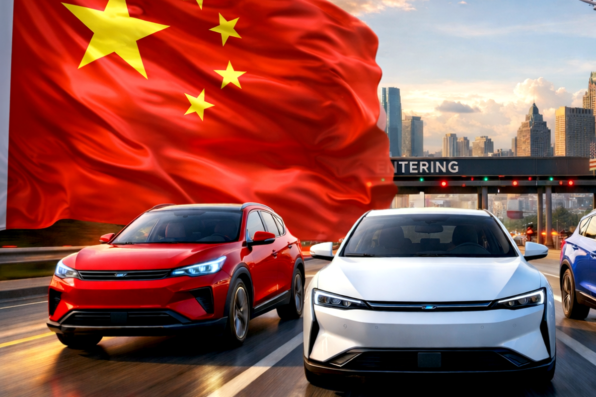 北米市場に迫る中国製EVのイメージ。