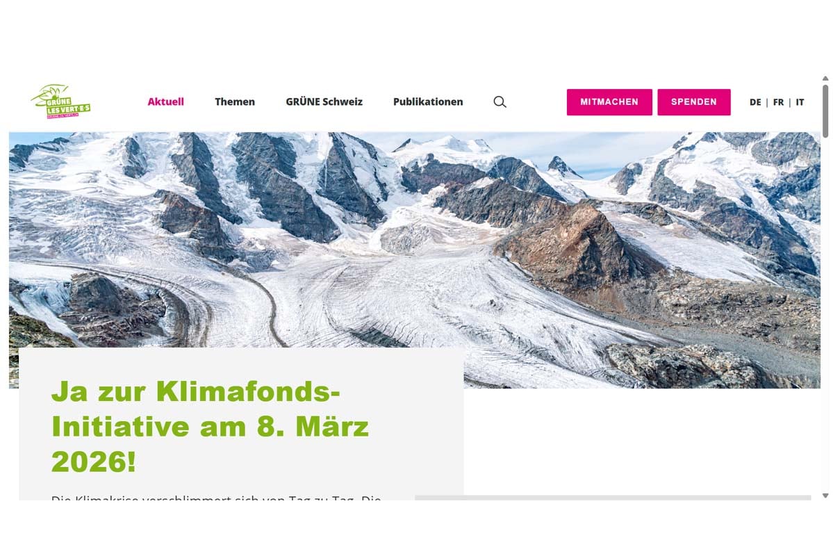 スイス緑の党のウェブサイト(画像:スイス緑の党)
