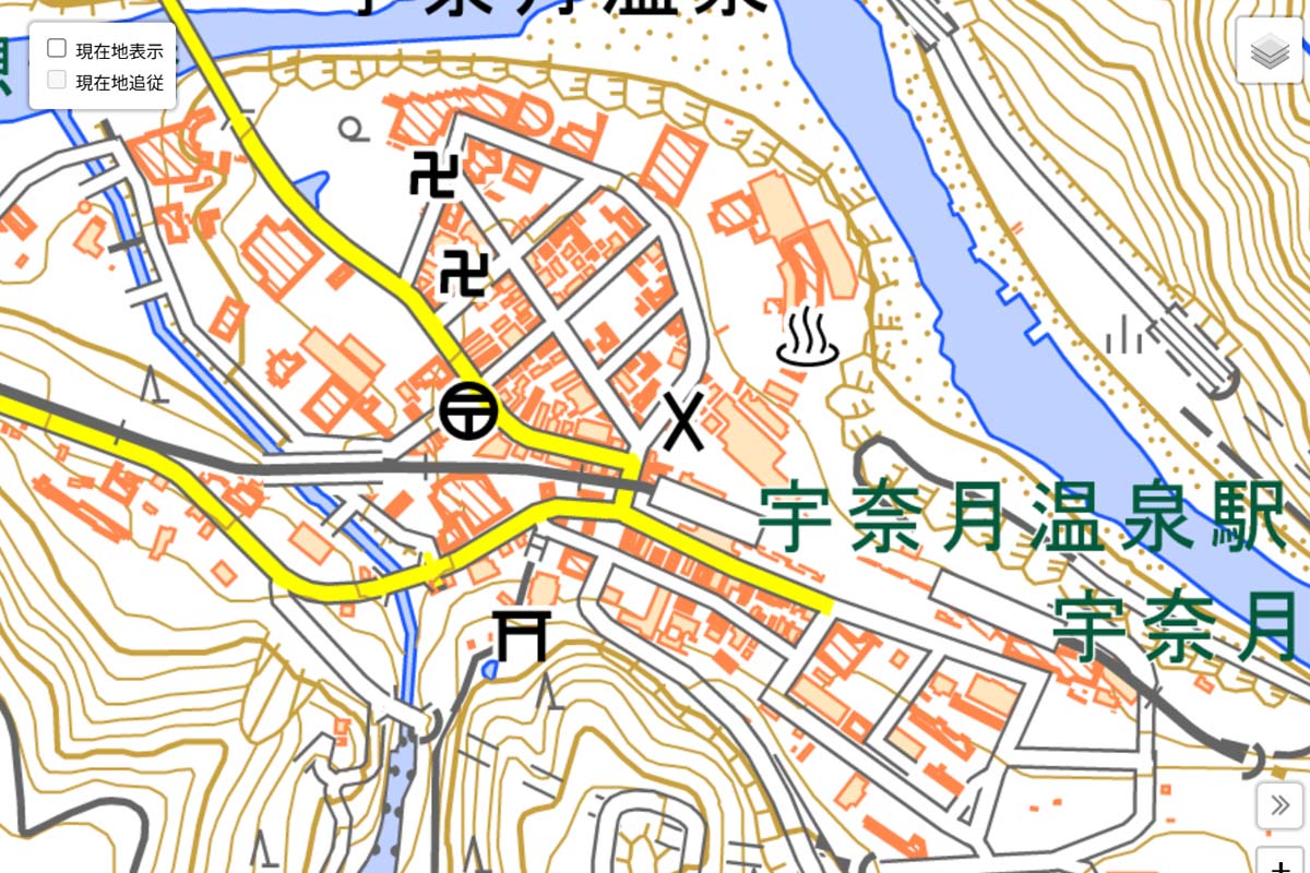 現在の「宇奈月駅」周辺の地図（画像：OpenStreetMap）
