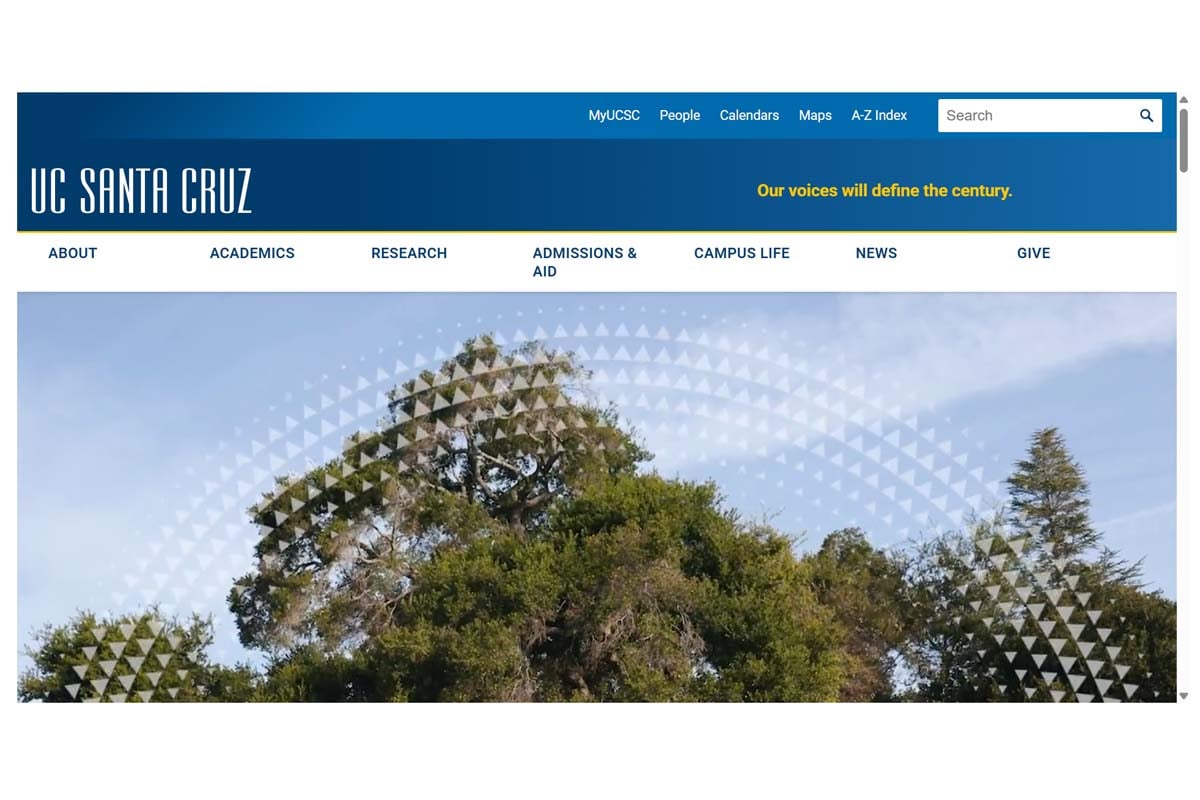 カリフォルニア大学サンタクルーズ校のウェブサイト（画像：カリフォルニア大学サンタクルーズ校）