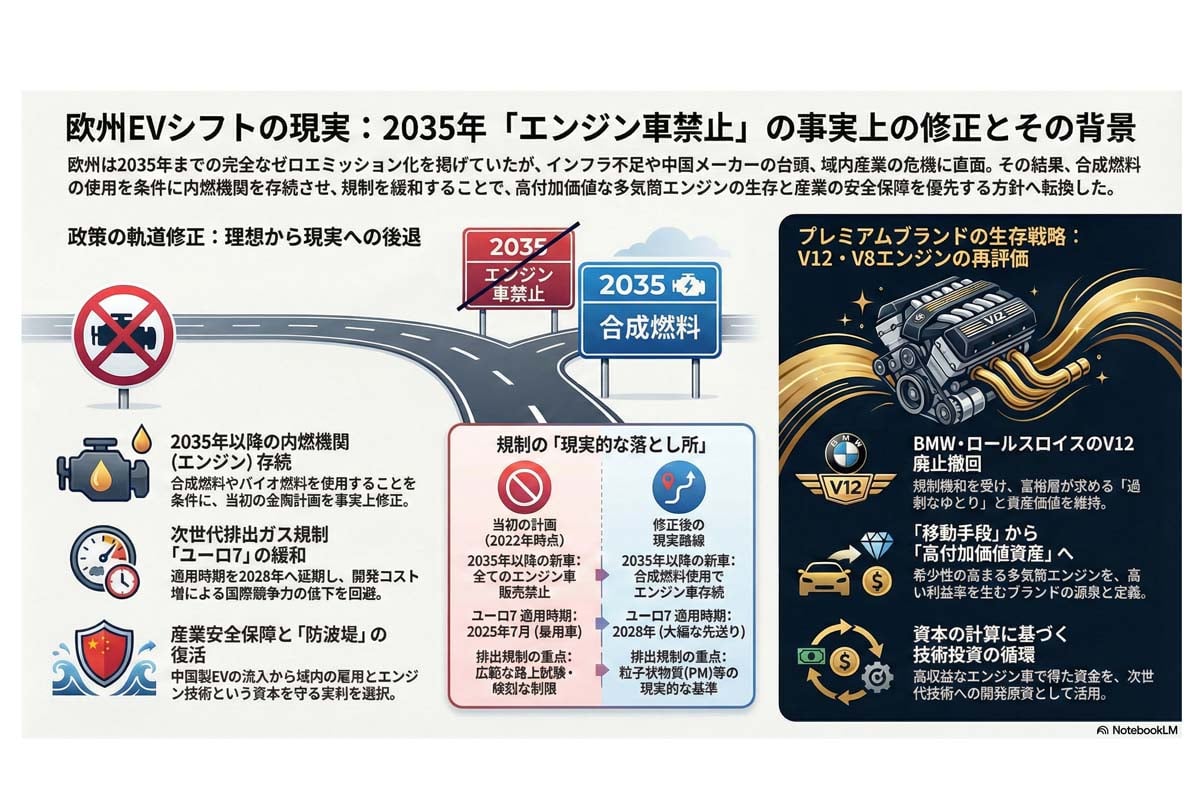 欧州エンジン車禁止政策の修正。