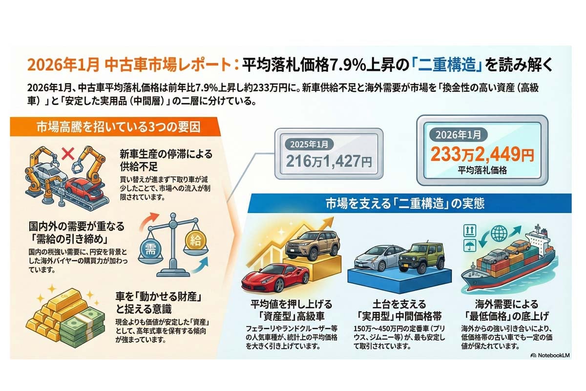 中古車相場上昇の背景と構造。