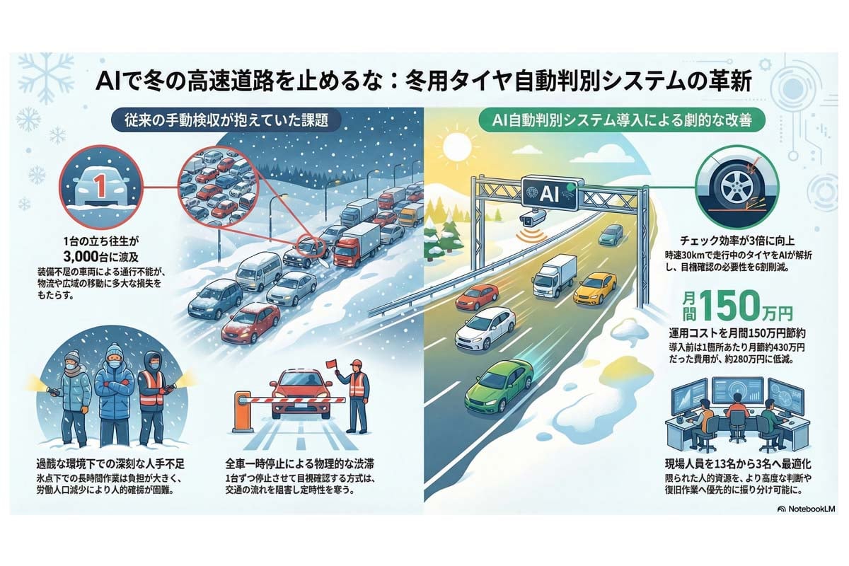 AI冬用タイヤ自動判別システムの革新。