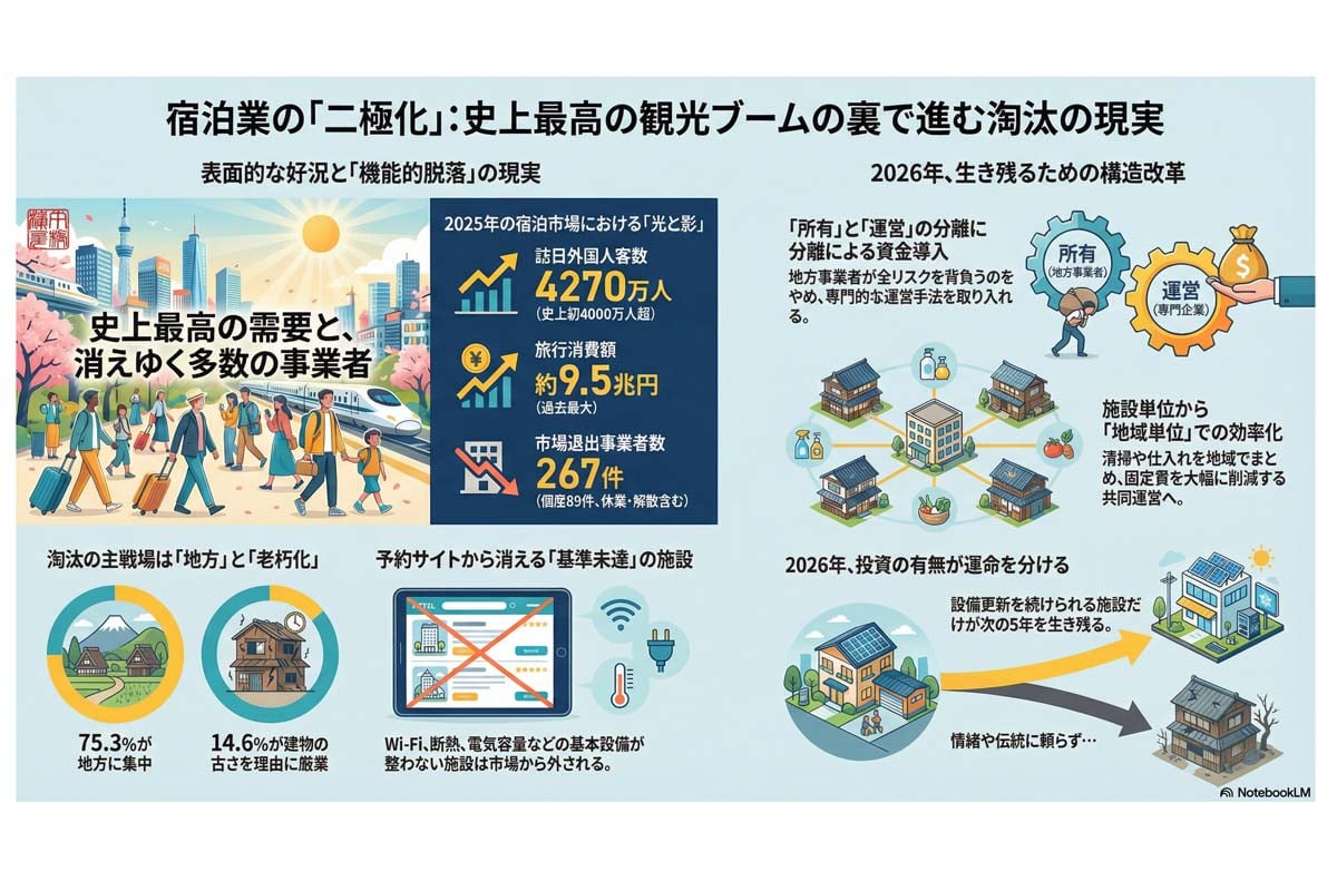 宿泊業の二極化と淘汰の現状。