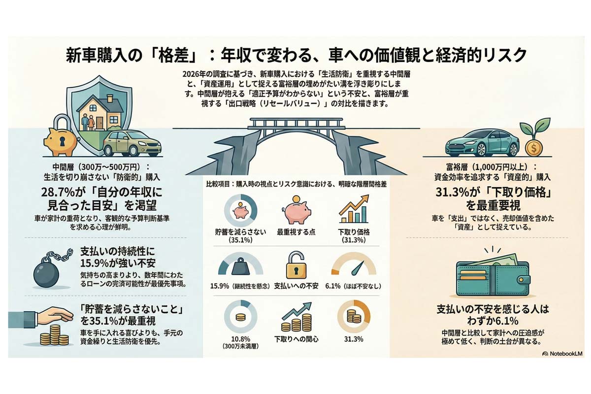 年収別新車購入の価値観格差。