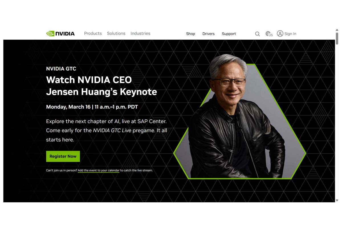 NVIDIAのウェブサイト（画像：NVIDIA）