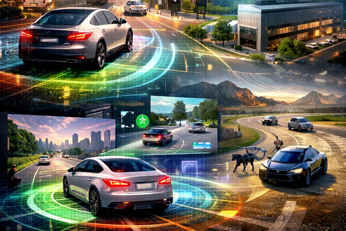 未来のAIと自動運転技術イメージ。