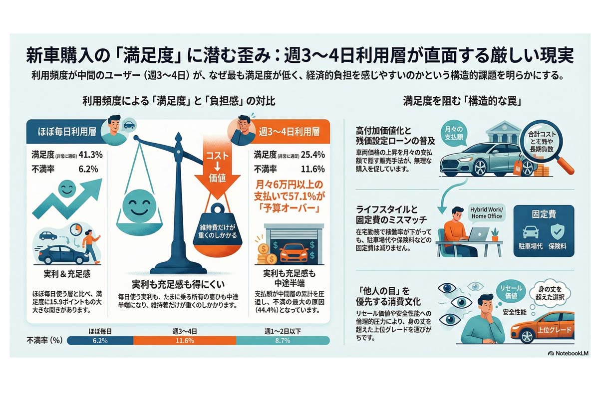 新車購入満足度の構造的課題。