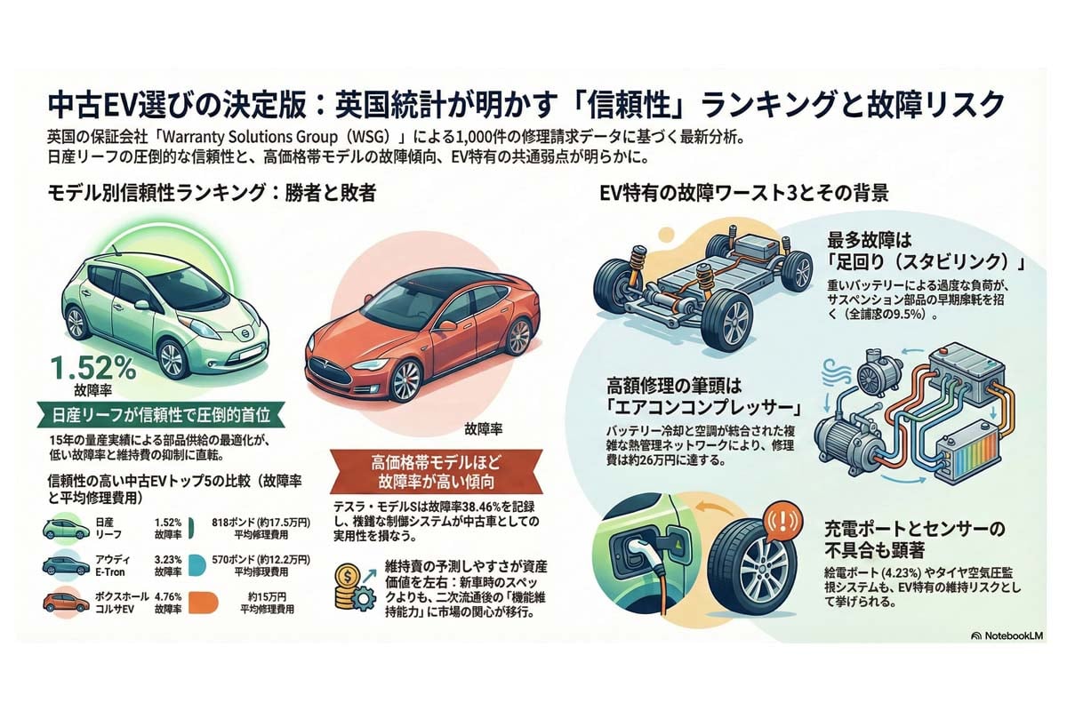 中古EVの信頼性ランキング。