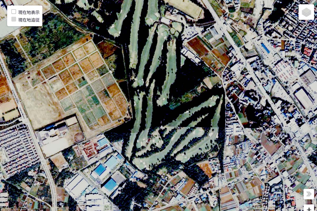 1990年頃の「柏の葉キャンパス駅」周辺の航空写真（画像：国土地理院）