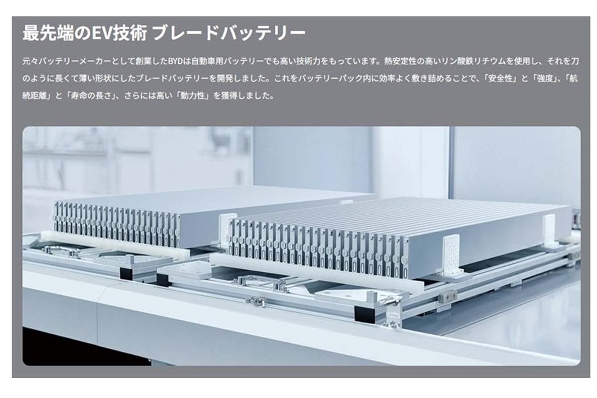 ブレードバッテリー（画像：BYDオートジャパン）