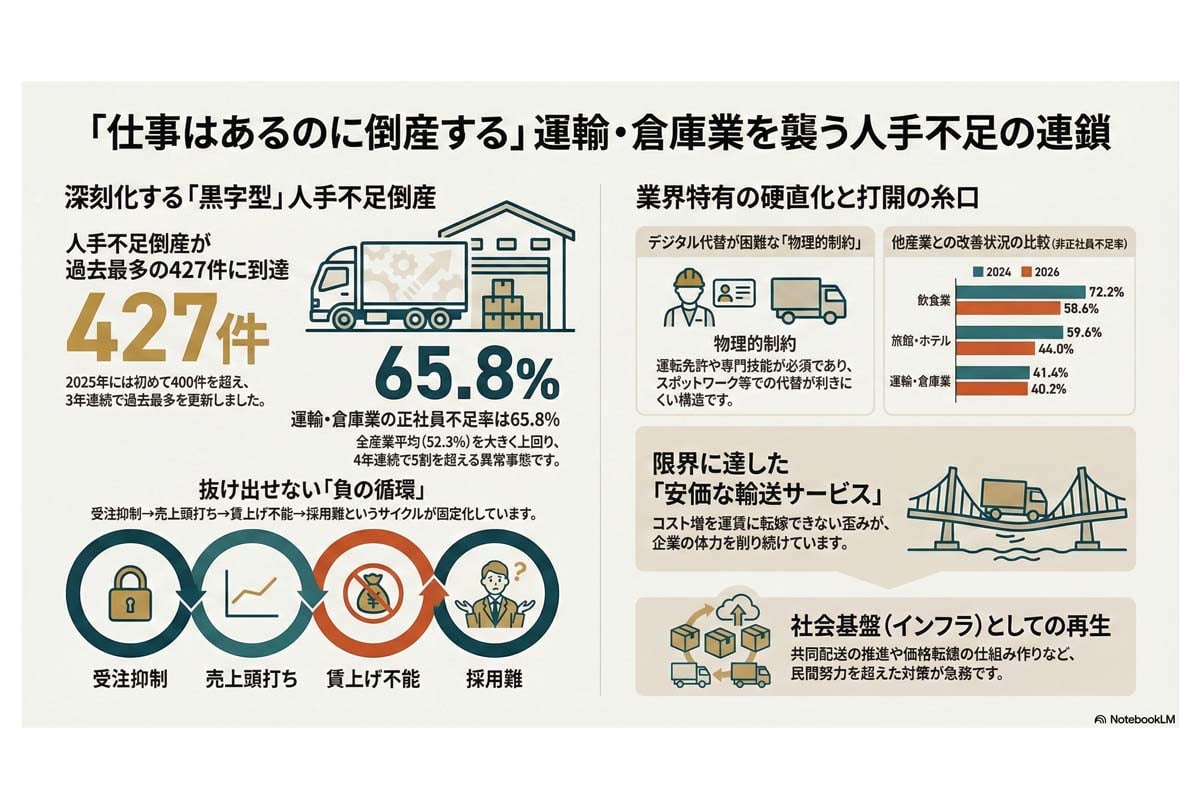 運輸・倉庫業の人手不足倒産。