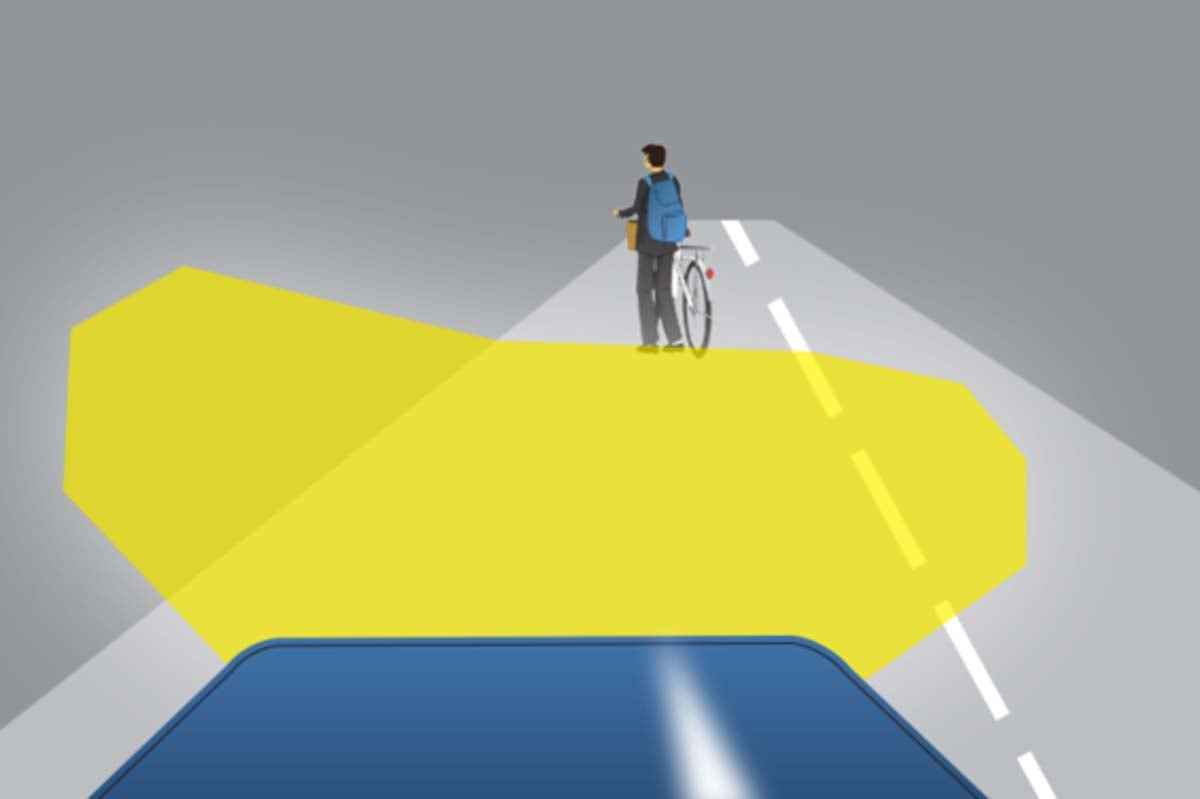 夜間歩行者死亡事故の約95%がロービーム走行時に発生した現場の前照灯状況（画像：交通事故総合分析センター）