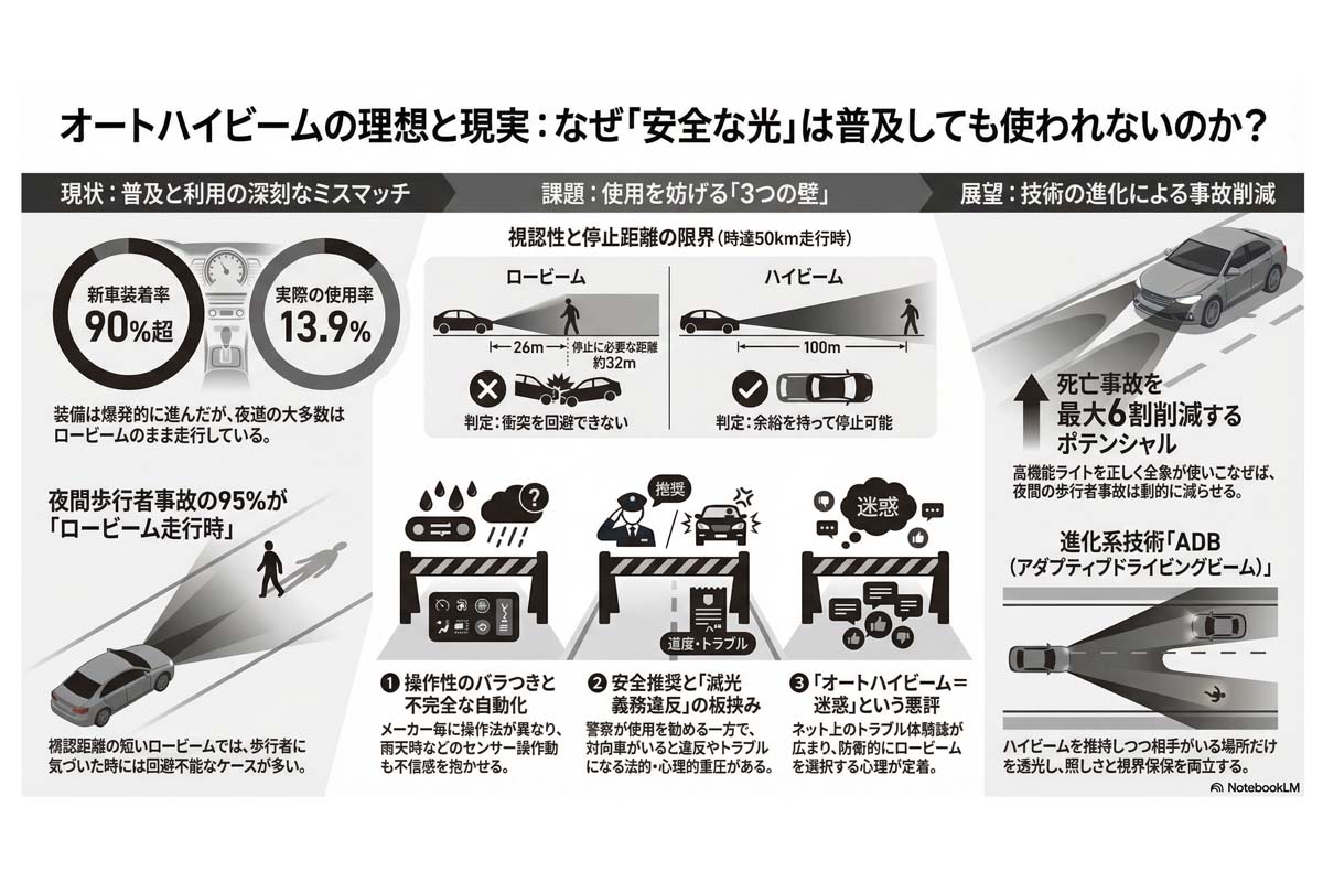 オートハイビームの理想と現実。