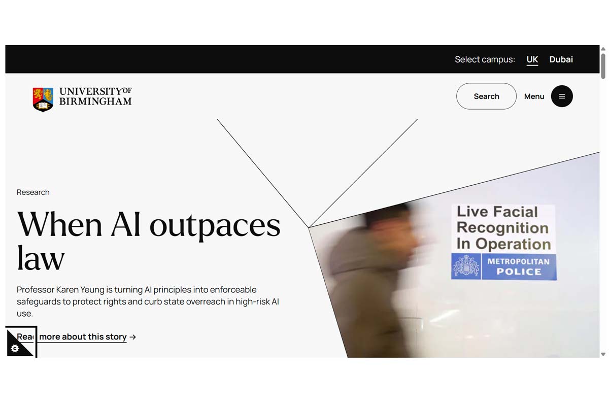 バーミンガム大学のウェブサイト（画像：バーミンガム大学）