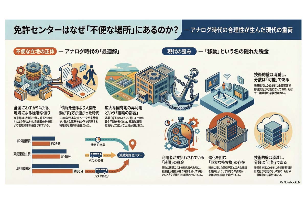 免許センターはなぜ不便か。