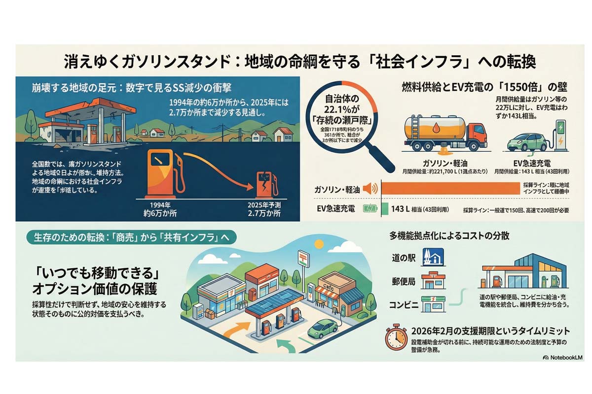 消えゆくガソリンスタンドとインフラ転換。