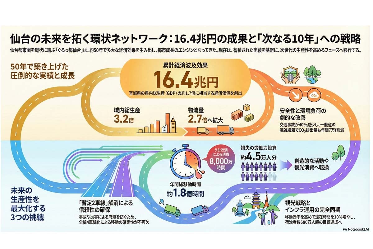 仙台の環状ネットワーク成果と戦略。