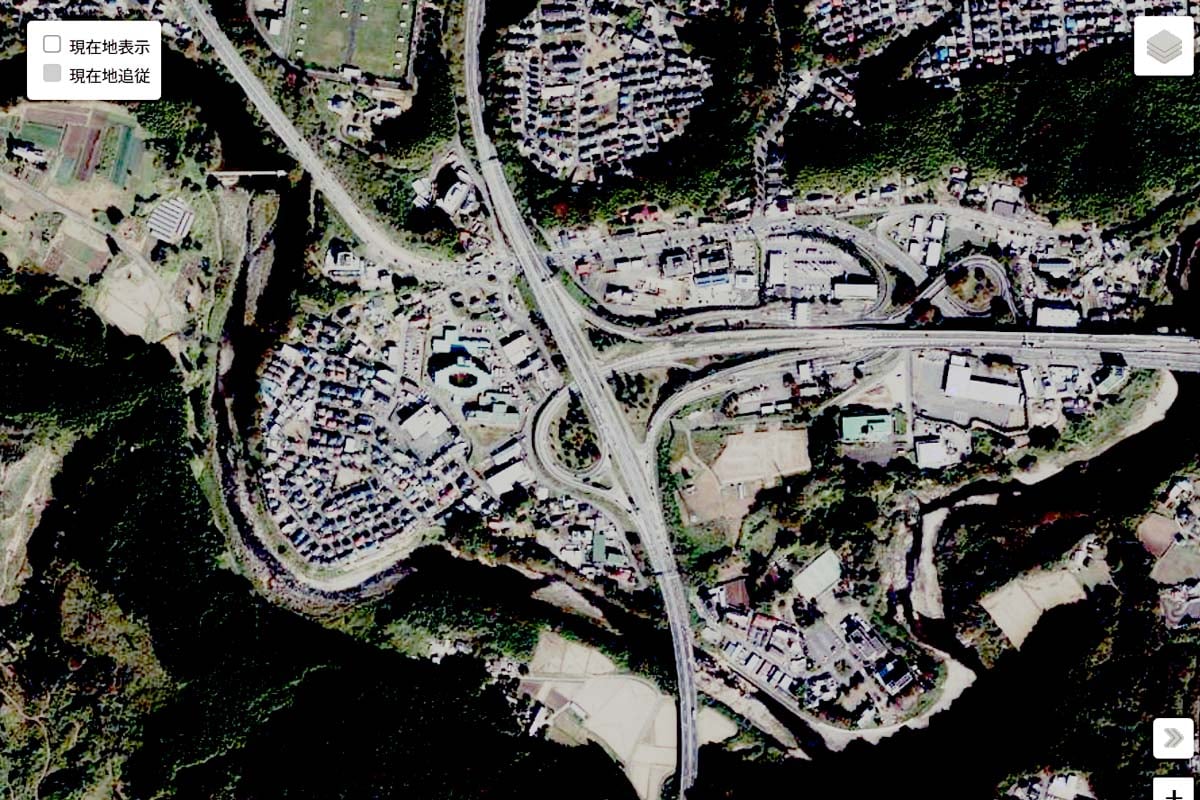 現在の「仙台南IC」周辺の航空写真（画像：国土地理院）