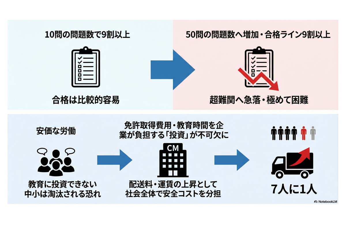 試験難化が与える物流への影響。