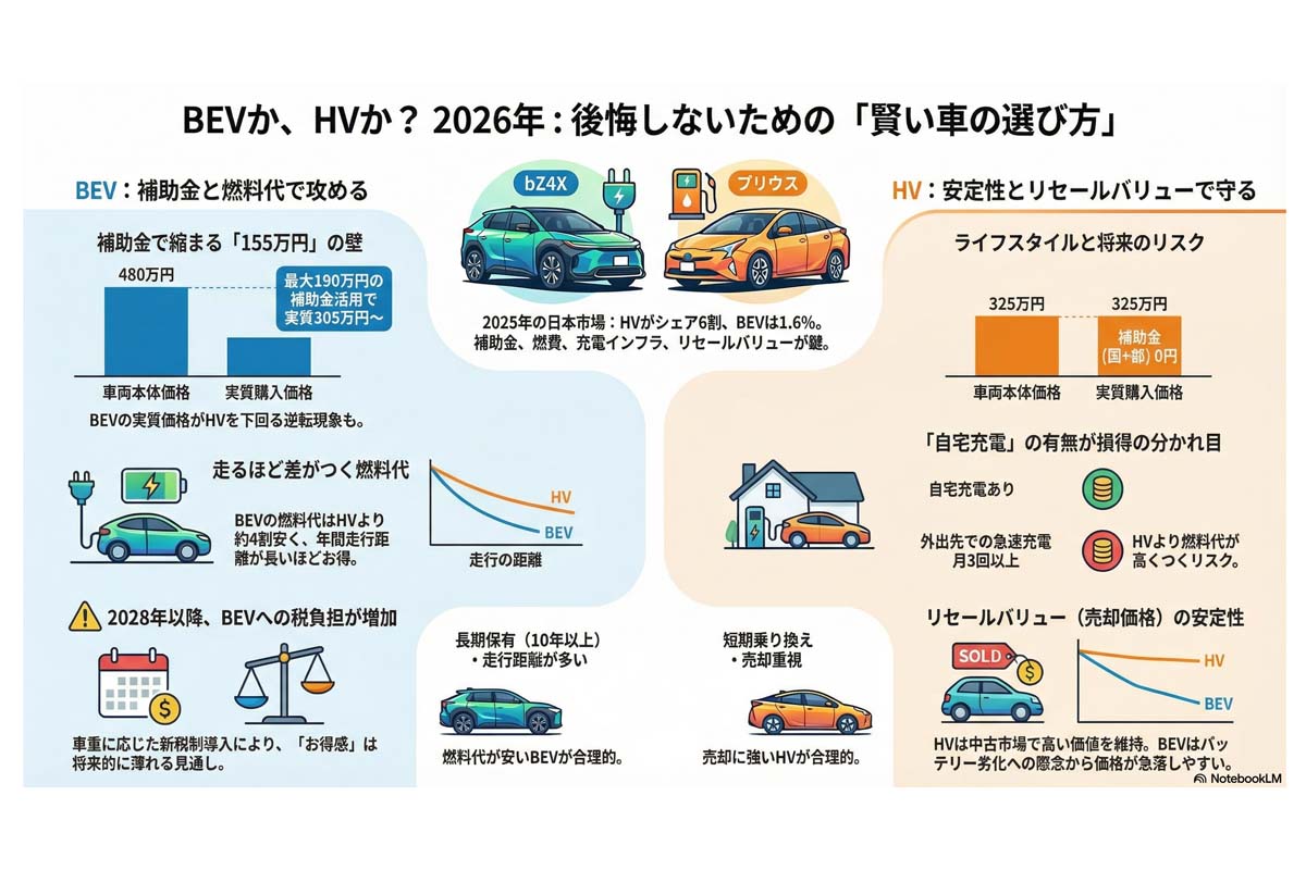 2026年：BEVとHVの選び方。