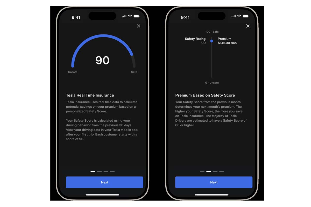 テスラによるリアルタイム安全運転スコア（画像：テスラ）