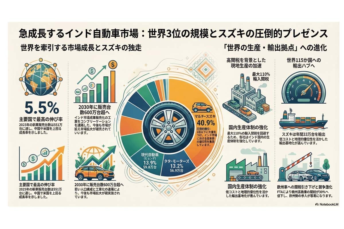 インド自動車市場の成長と概況。