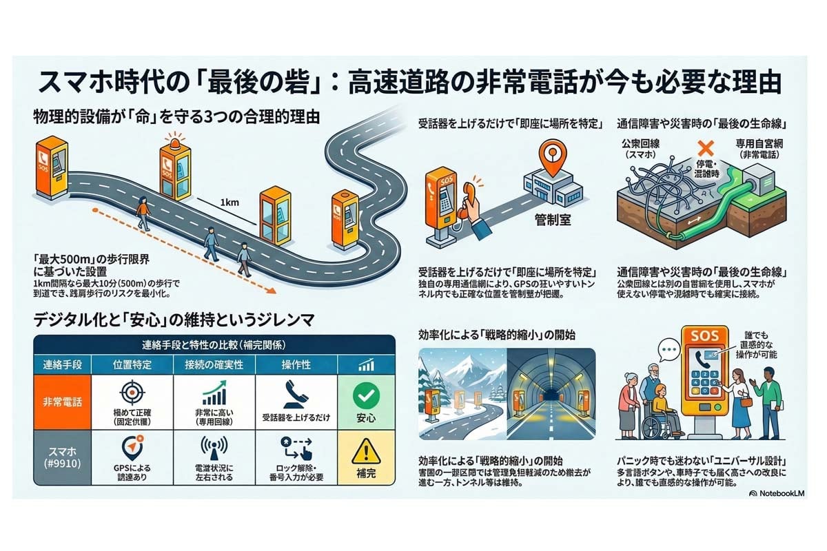 高速道路の非常電話の必要性。