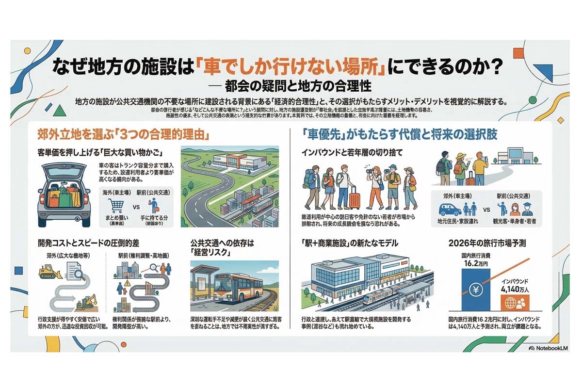 地方施設の郊外立地と合理性。