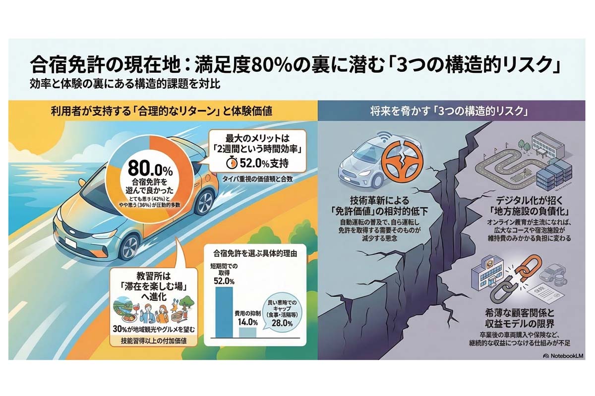 合宿免許の満足度とリスク。