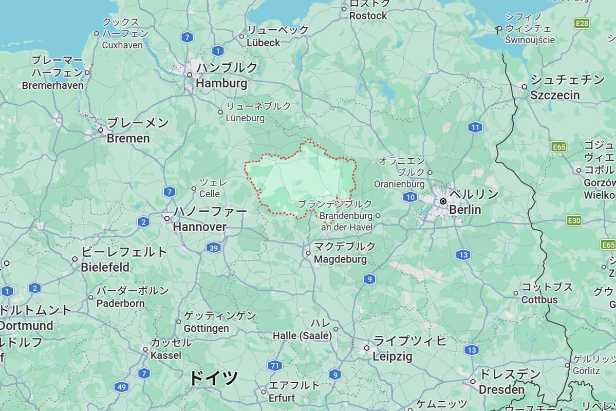 ザクセン＝アンハルト州アルトマルクの位置（画像：(C)Google）