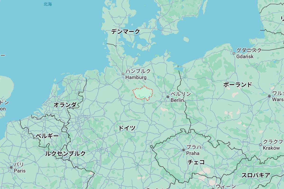 ザクセン＝アンハルト州アルトマルクの位置（画像：(C)Google）