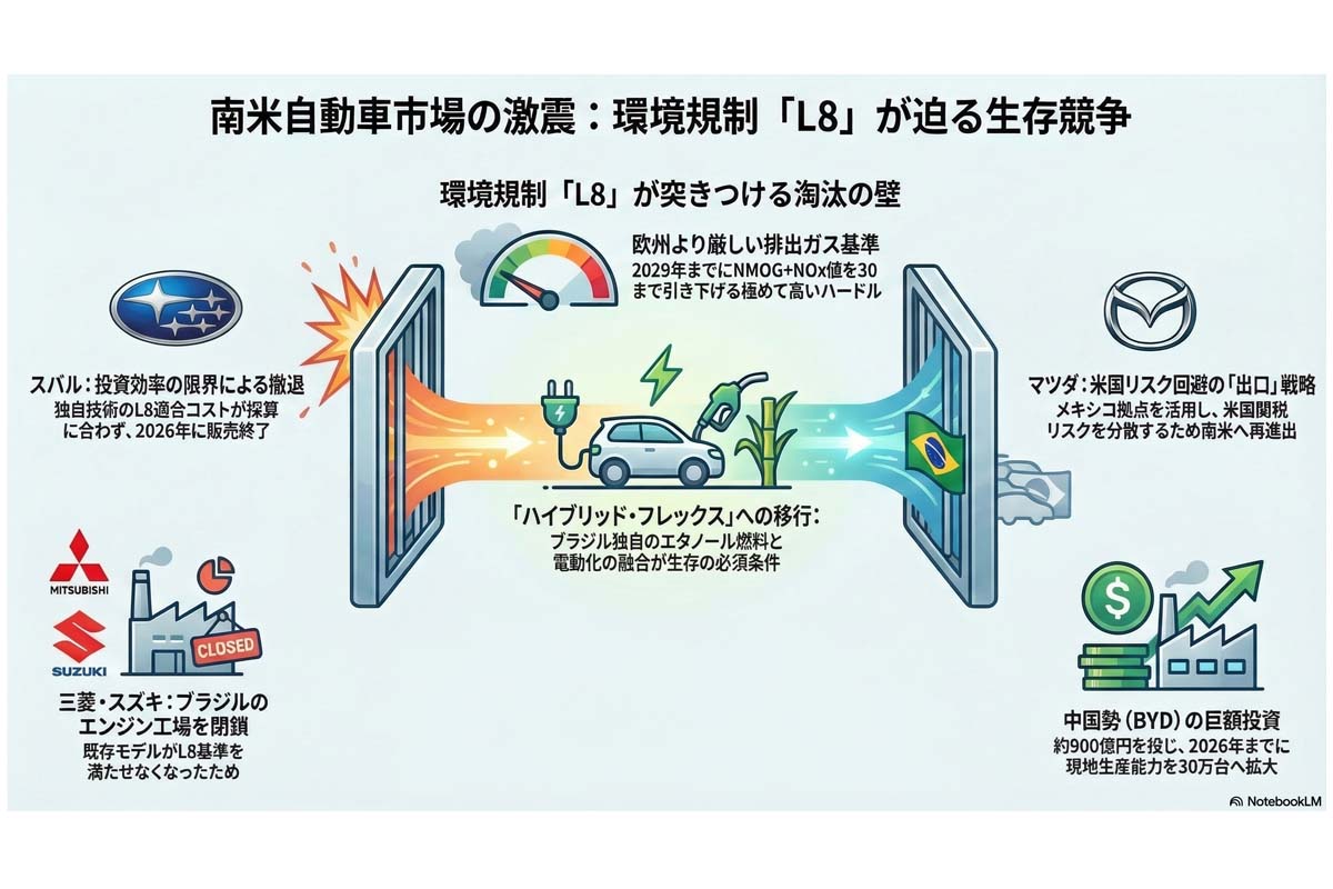 南米自動車市場の環境規制。
