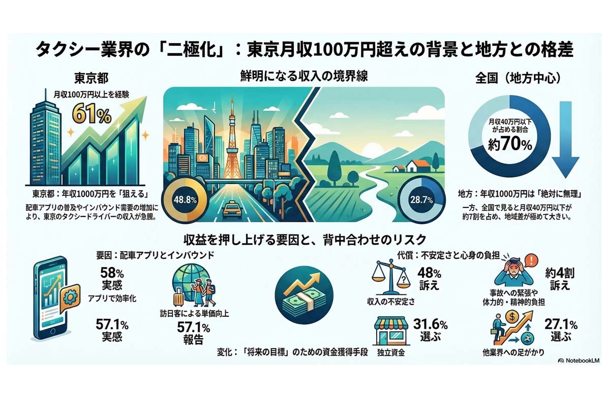タクシー業界の収益格差。