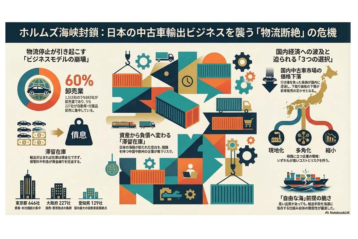 ホルムズ海峡封鎖と中古車輸出危機。