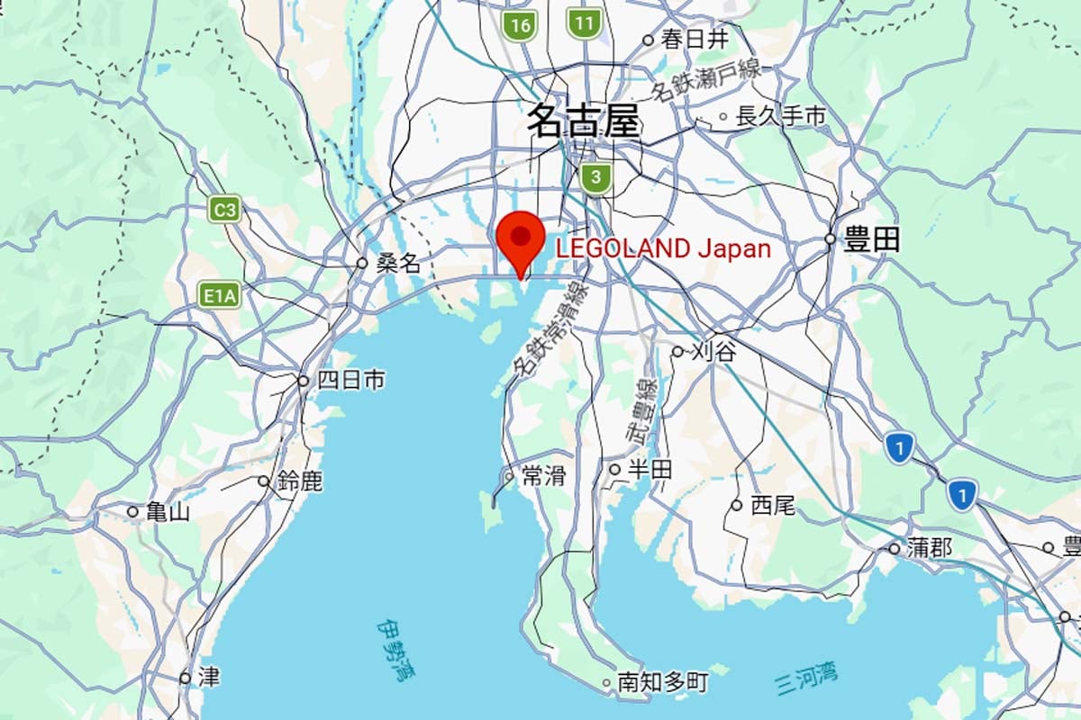 テーマパーク「レゴランド・ジャパン」の位置(画像:(C)Google)
