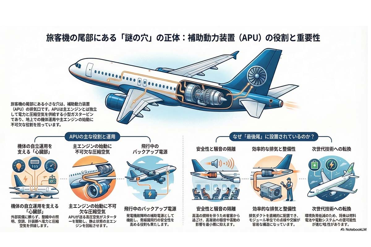 補助動力装置APUの役割と重要性。